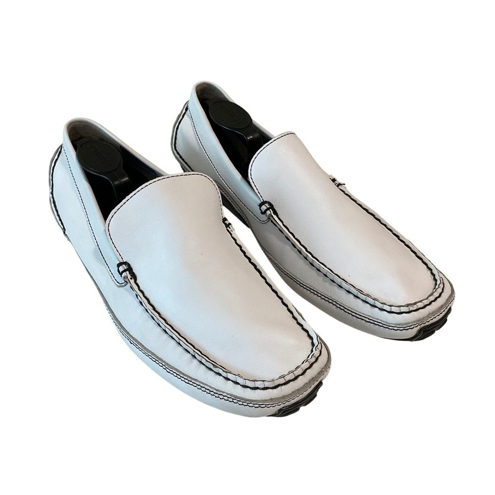 Rockport Washable Footwear‎ White Leather Driving Shoe Moccasin Square Toe 11M